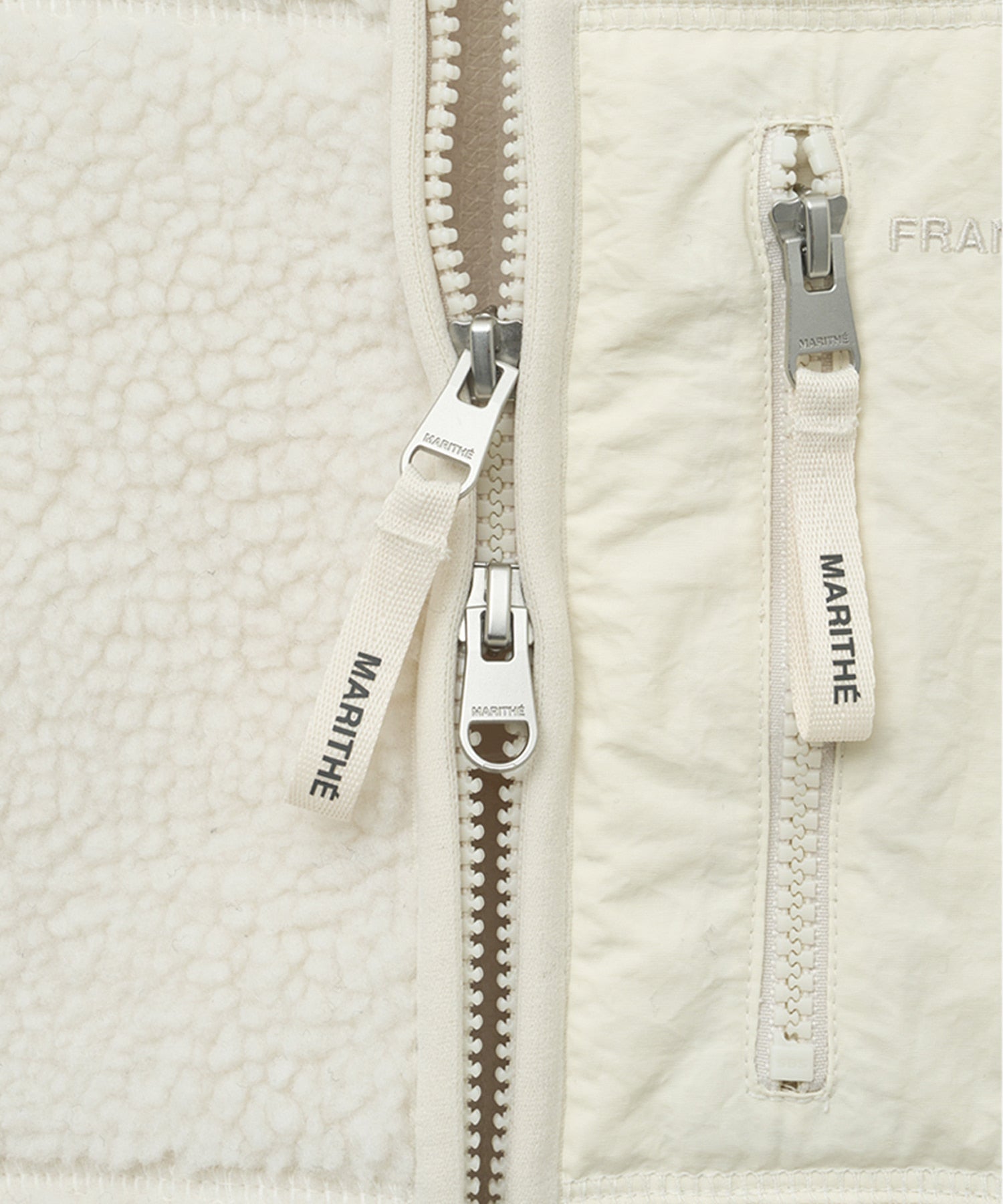 Marithe & Francois Girbaud - Lettering Logo Pocket Fleece Jacket (Ivory) product image 10 | TRAB K-Fashion Australia