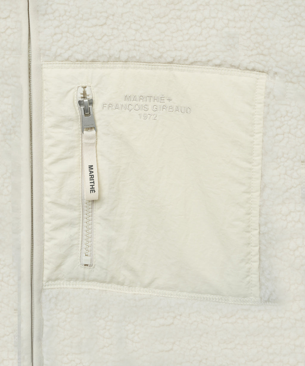Marithe & Francois Girbaud - Lettering Logo Pocket Fleece Jacket (Ivory) product image 11 | TRAB K-Fashion Australia