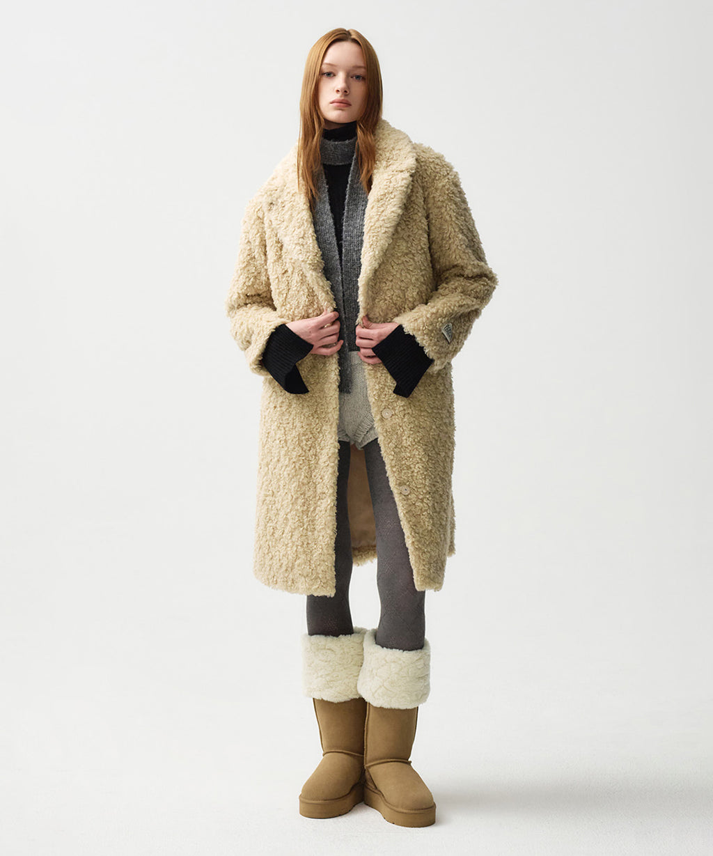 Marithe & Francois Girbaud - Nu Week Faux Fur Coat (Beige) product image 1 | TRAB K-Fashion Australia