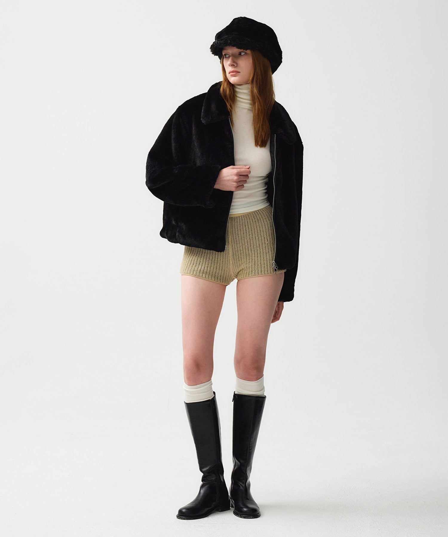 Marithe & Francois Girbaud - Nu Week Fur Short Jacket (Black) product image 3 | TRAB K-Fashion Australia
