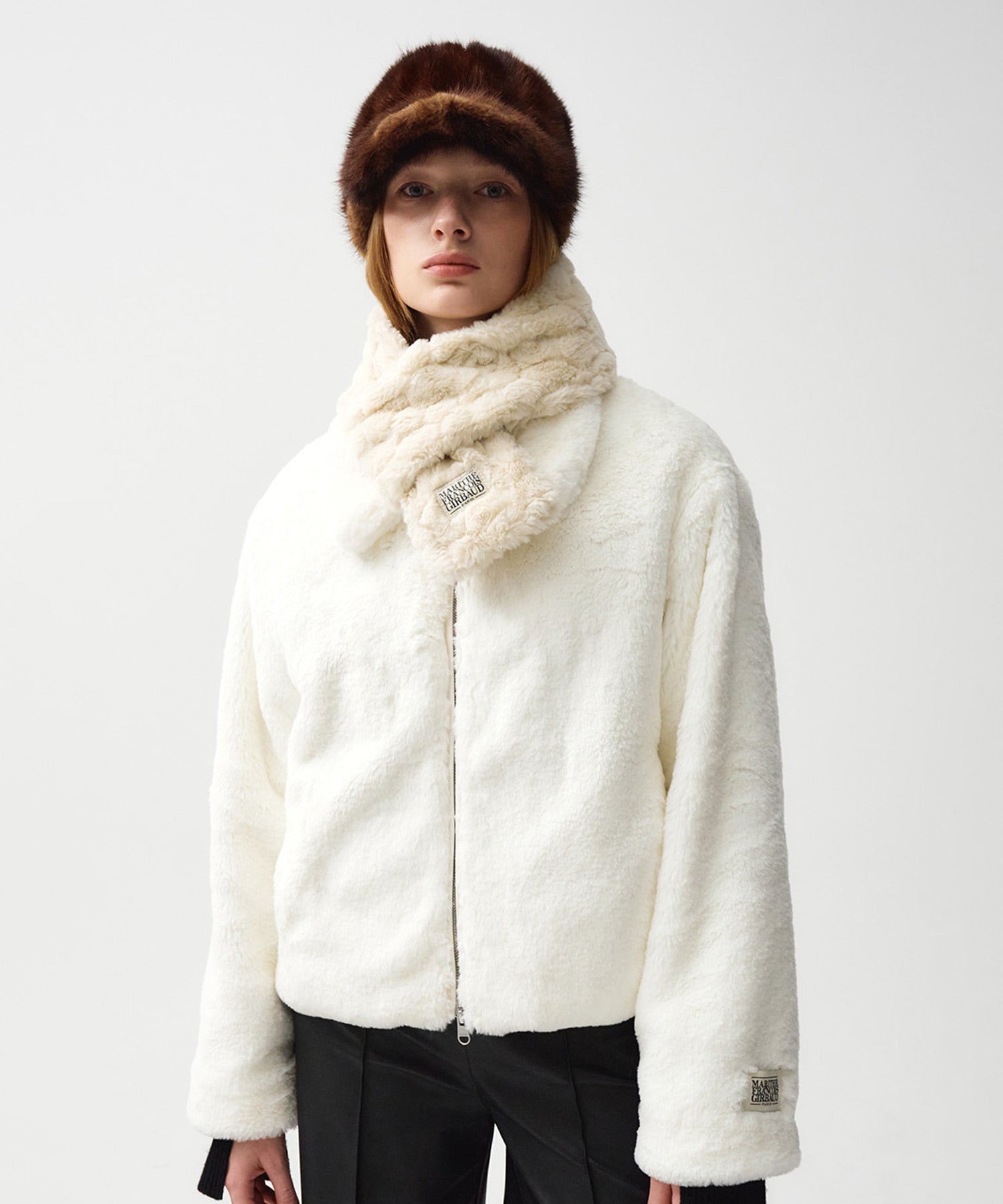 Marithe & Francois Girbaud - Nu Week Fur Short Jacket (Ivory) product image 1 | TRAB K-Fashion Australia