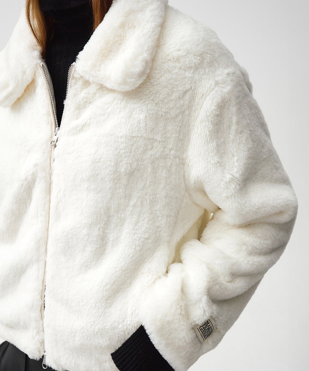 Marithe & Francois Girbaud - Nu Week Fur Short Jacket (Ivory) product image 2 | TRAB K-Fashion Australia