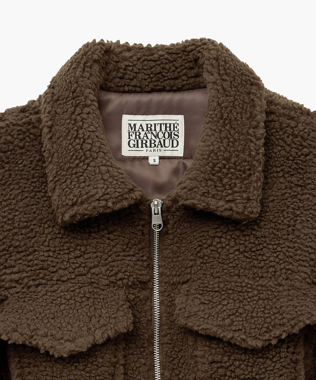 Marithe & Francois Girbaud - Nu Week Fur Oversized Zip-up Jacket (Dark Brown) product image 8 | TRAB K-Fashion Australia