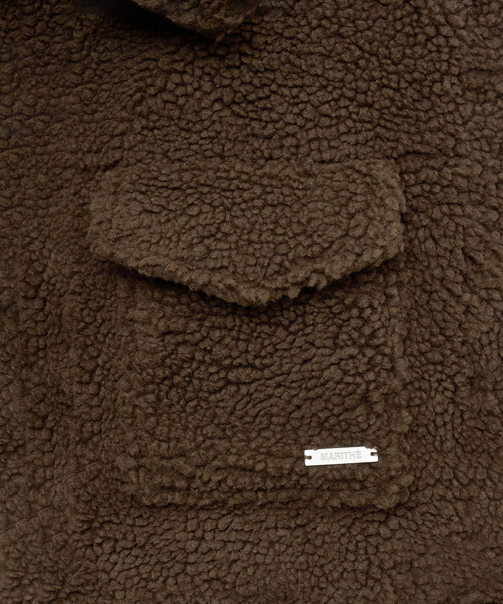 Marithe & Francois Girbaud - Nu Week Fur Oversized Zip-up Jacket (Dark Brown) product image 9 | TRAB K-Fashion Australia