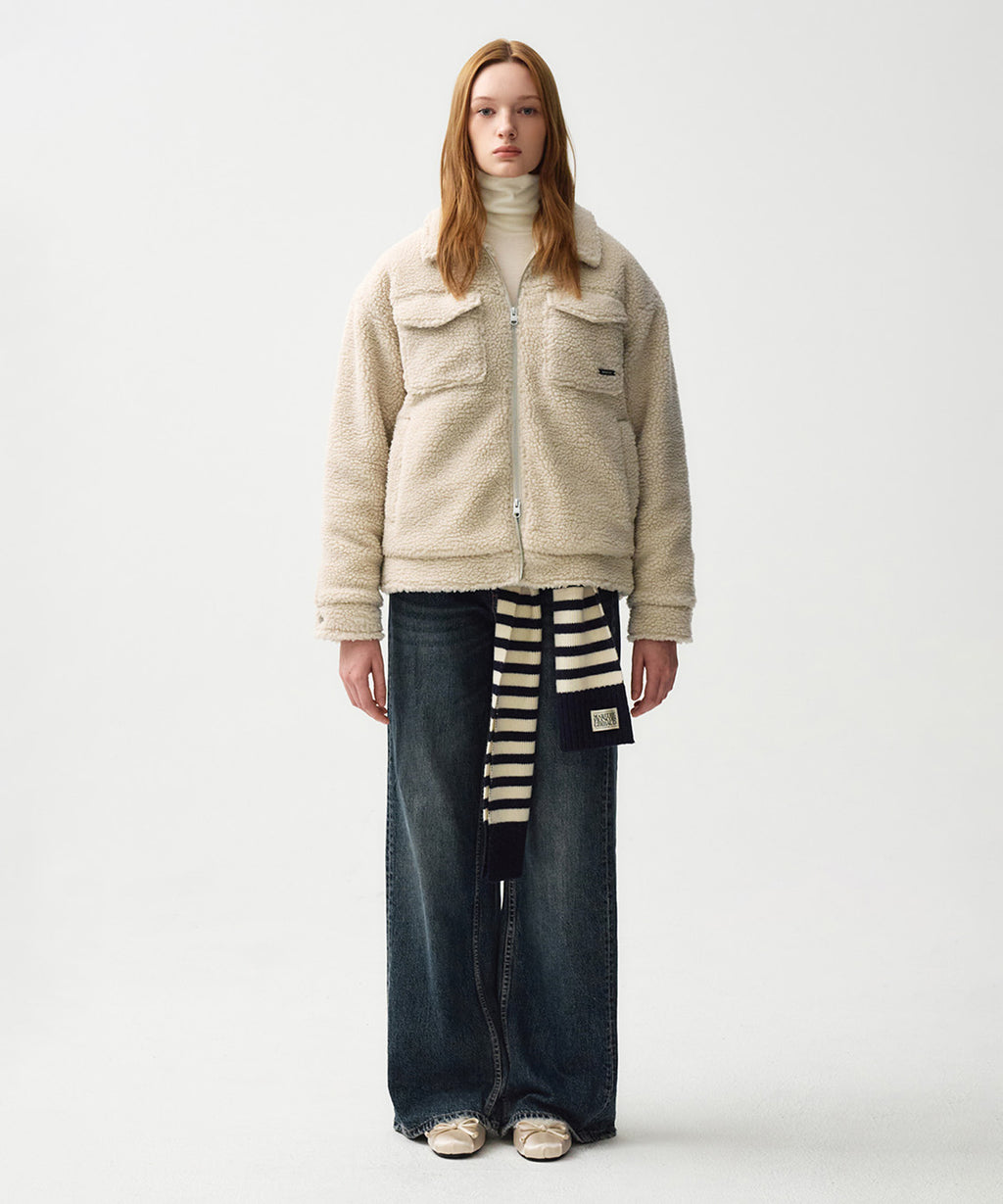 Marithe & Francois Girbaud - Nu Week Fur Oversized Zip-up Jacket (Sand) product image 3 | TRAB K-Fashion Australia