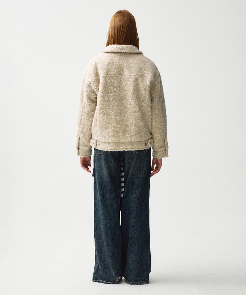 Marithe & Francois Girbaud - Nu Week Fur Oversized Zip-up Jacket (Sand) product image 5 | TRAB K-Fashion Australia