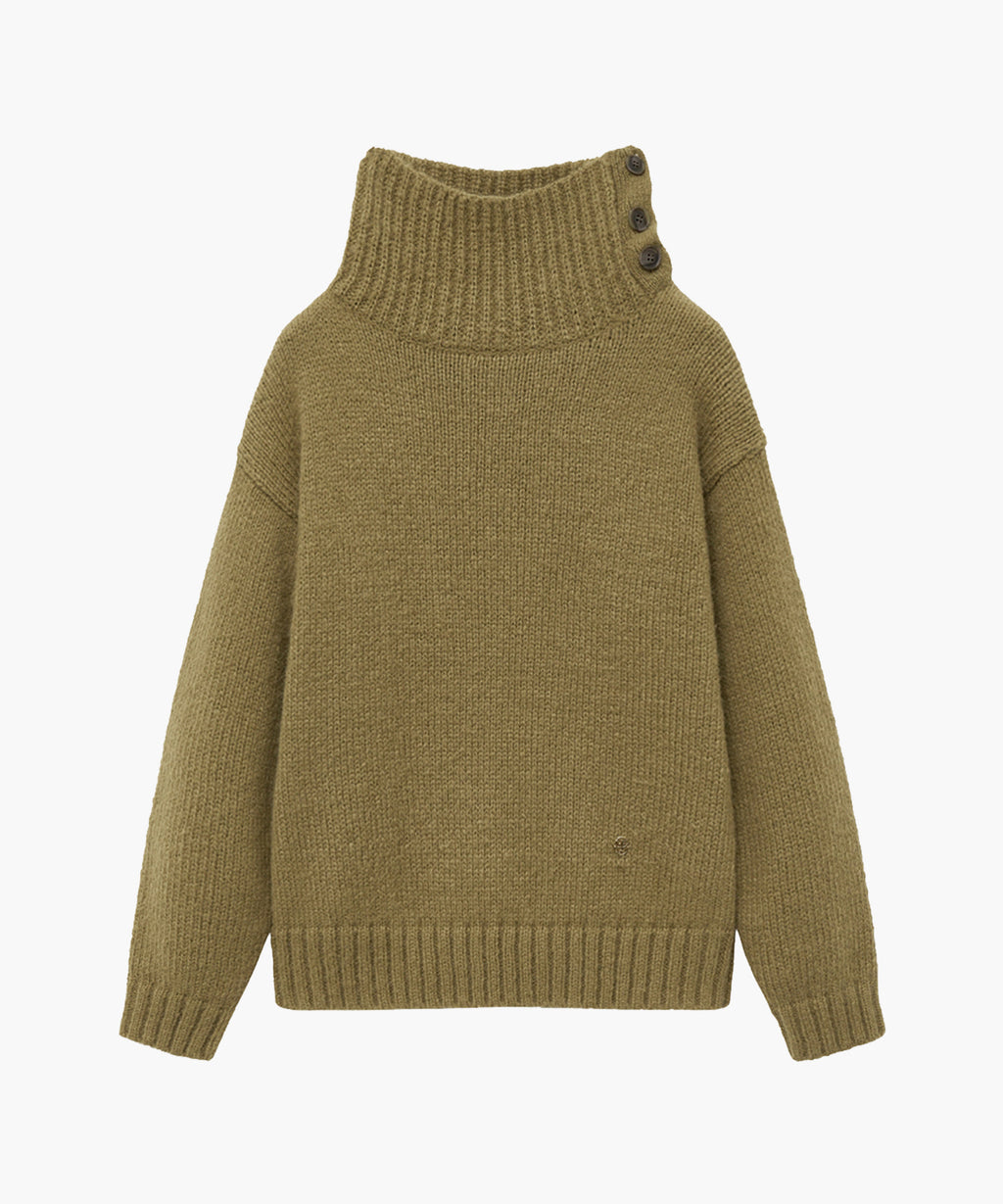 Marithe & Francois Girbaud - Buttoned Placket Turtleneck Sweater (Brown) product image 6 | TRAB K-Fashion Australia