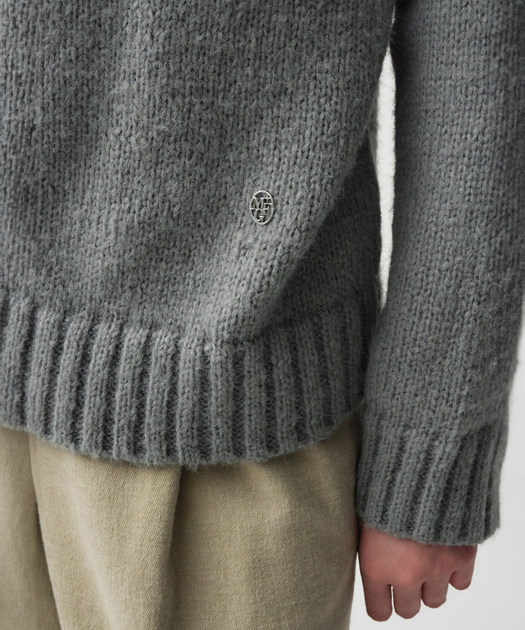 Marithe & Francois Girbaud - Buttoned Placket Turtleneck Sweater (Gray) product image 2 | TRAB K-Fashion Australia