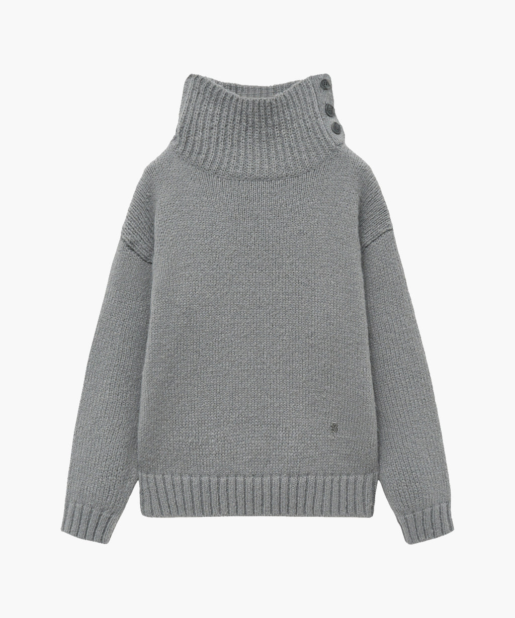 Marithe & Francois Girbaud - Buttoned Placket Turtleneck Sweater (Gray) product image 6 | TRAB K-Fashion Australia