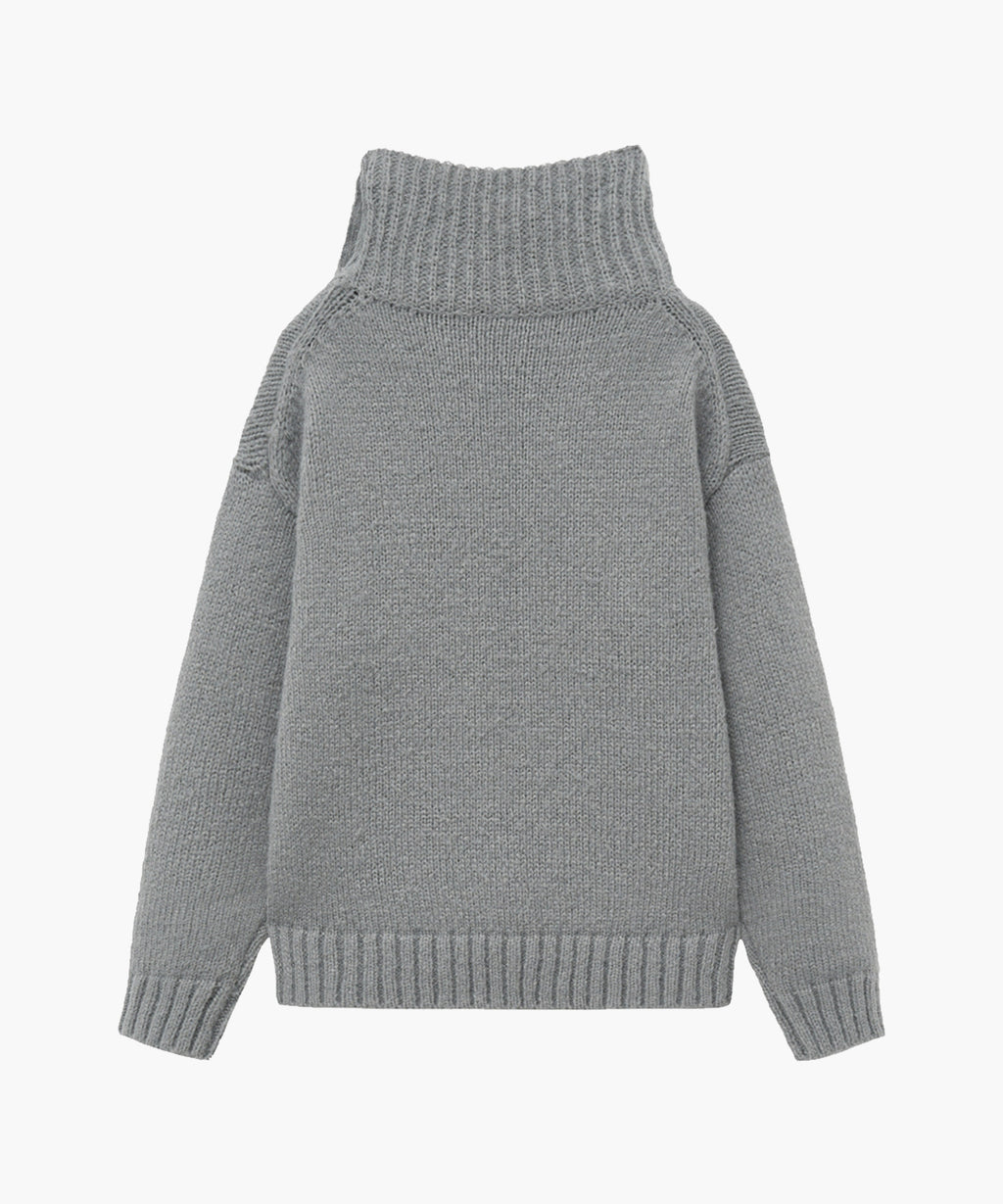 Marithe & Francois Girbaud - Buttoned Placket Turtleneck Sweater (Gray) product image 7 | TRAB K-Fashion Australia