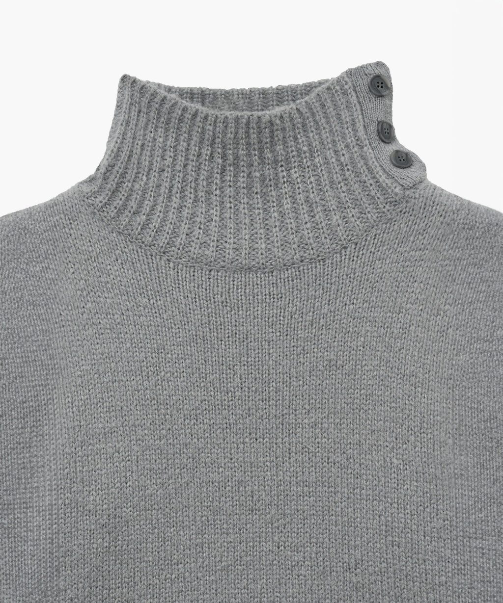 Marithe & Francois Girbaud - Buttoned Placket Turtleneck Sweater (Gray) product image 8 | TRAB K-Fashion Australia