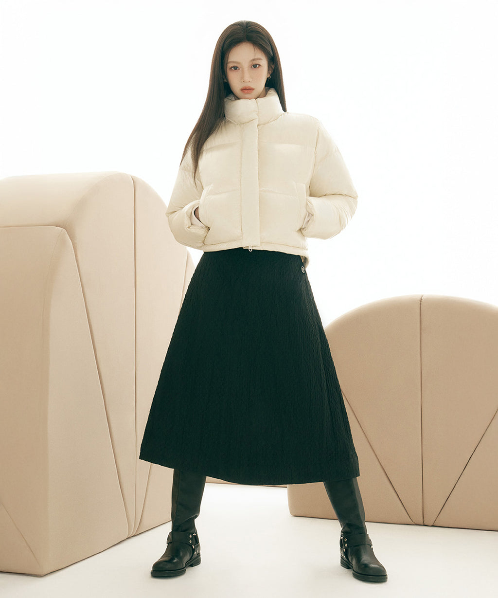 Marithe & Francois Girbaud - Quilted Jacquard Full Skirt (Black) product image 1 | TRAB K-Fashion Australia