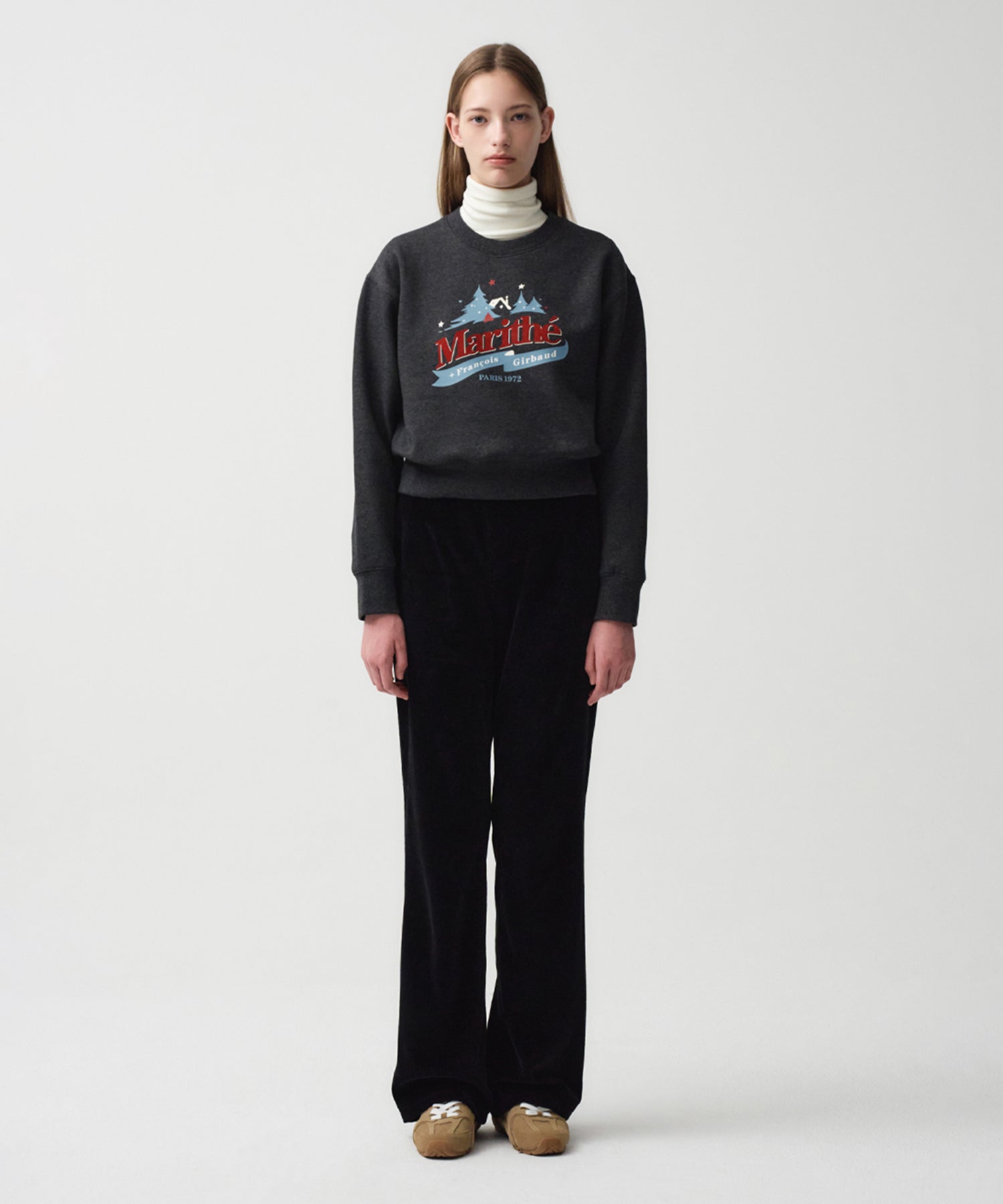 Marithe & Francois Girbaud - Winter Chalet Crop Sweatshirt Brushed (Charcoal) product image 3 | TRAB K-Fashion Australia
