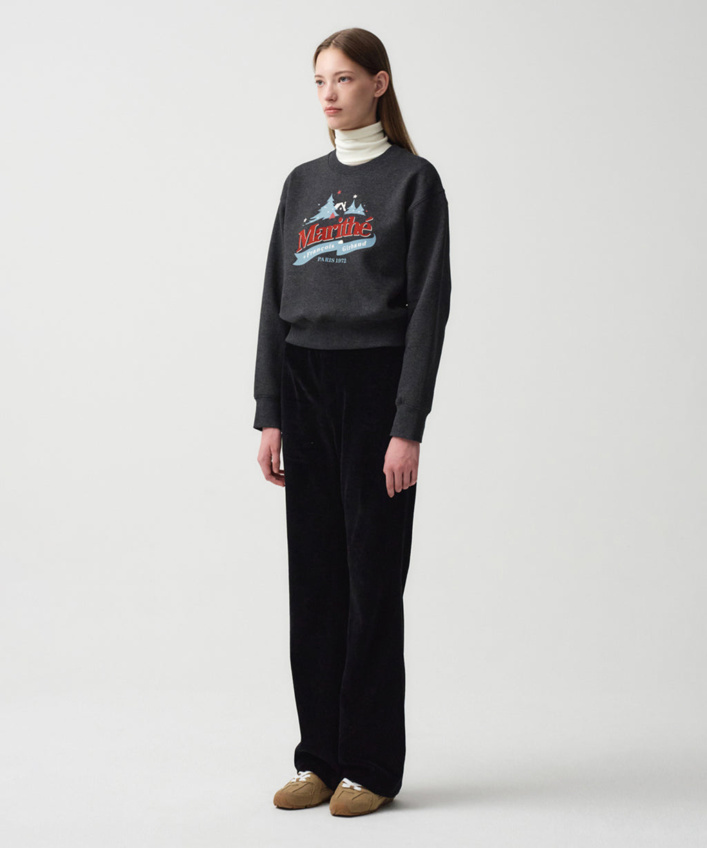 Marithe & Francois Girbaud - Winter Chalet Crop Sweatshirt Brushed (Charcoal) product image 4 | TRAB K-Fashion Australia