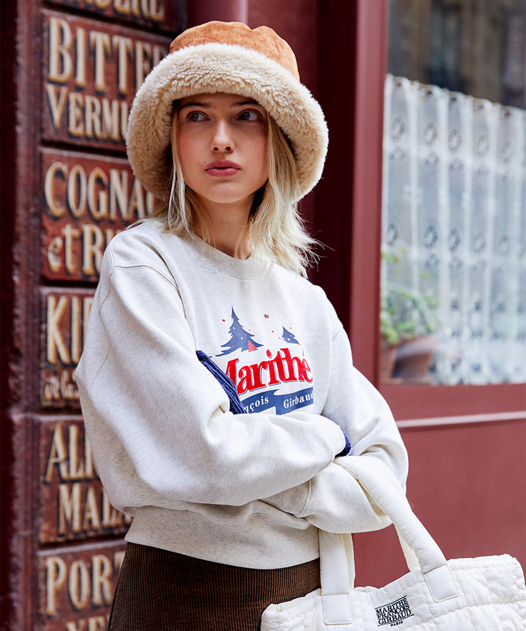 Marithe & Francois Girbaud - Winter Chalet Crop Sweatshirt Brushed (Oatmeal) product image 1 | TRAB K-Fashion Australia