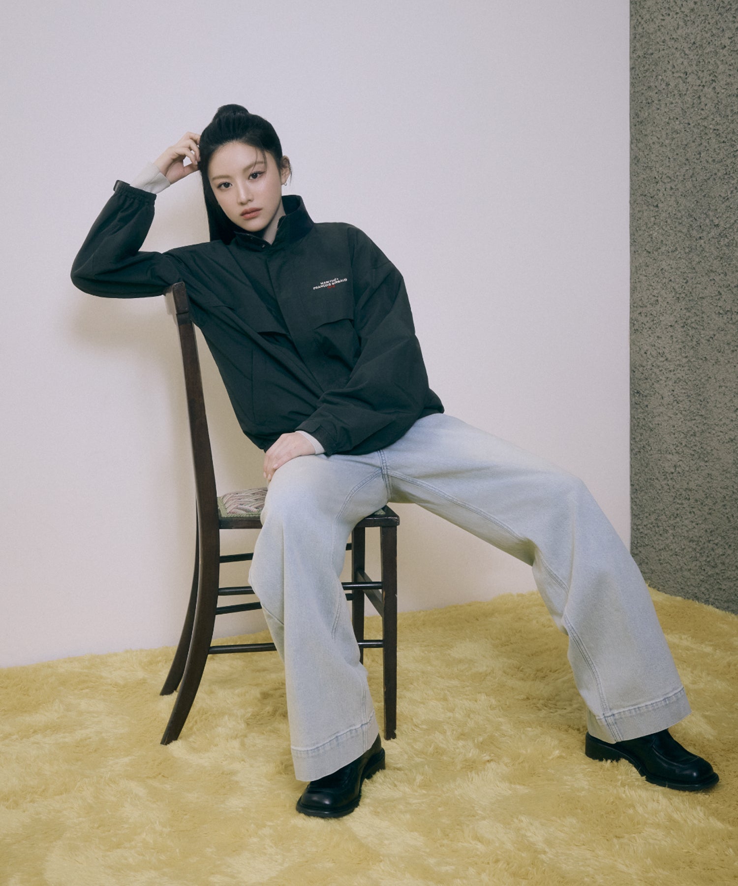 Marithe & Francois Girbaud - Low-waist Tuck Wide Denim Pants (Light Blue) product image 2 | TRAB K-Fashion Australia