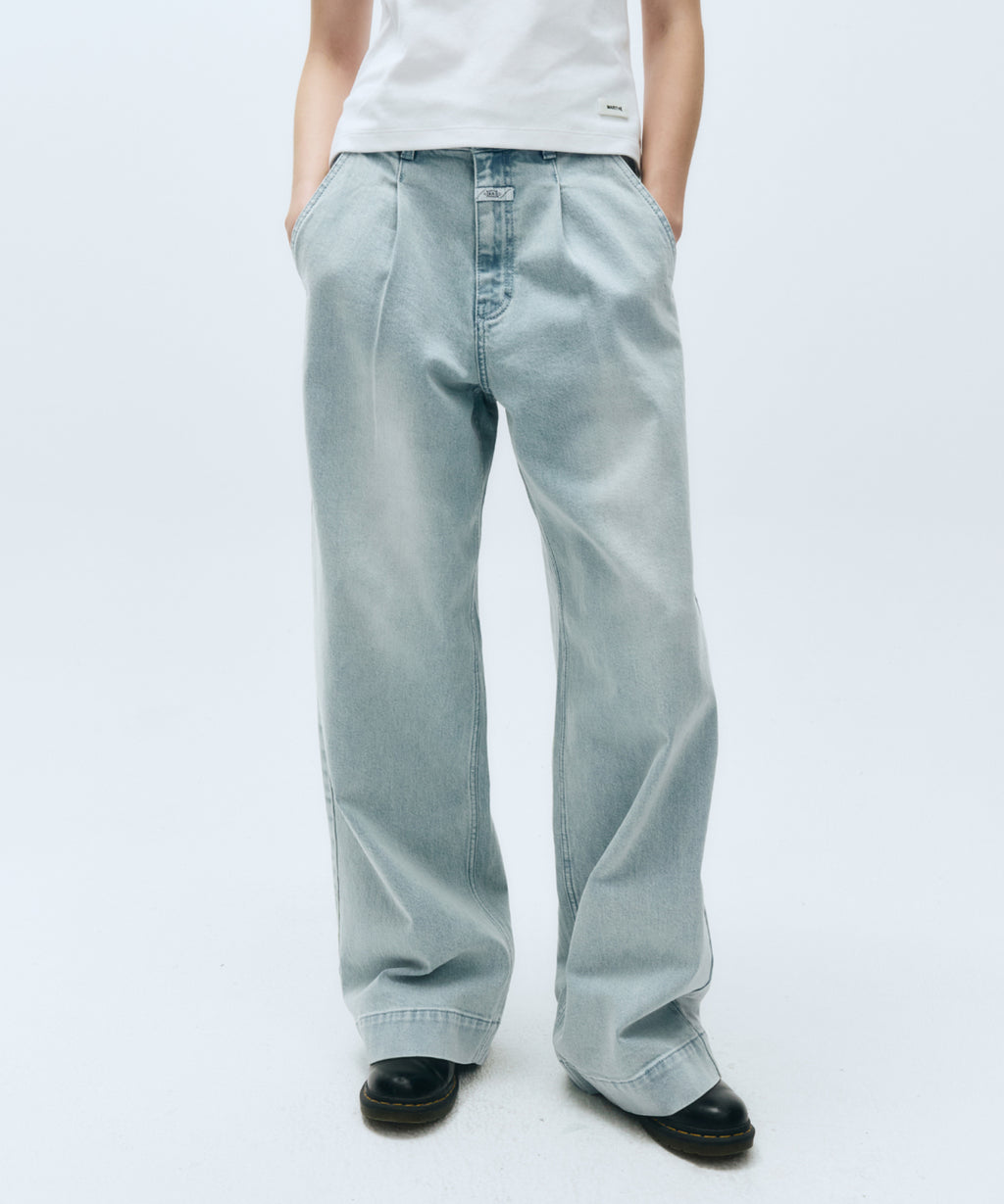 Marithe & Francois Girbaud - Low-waist Tuck Wide Denim Pants (Light Blue) product image 7 | TRAB K-Fashion Australia