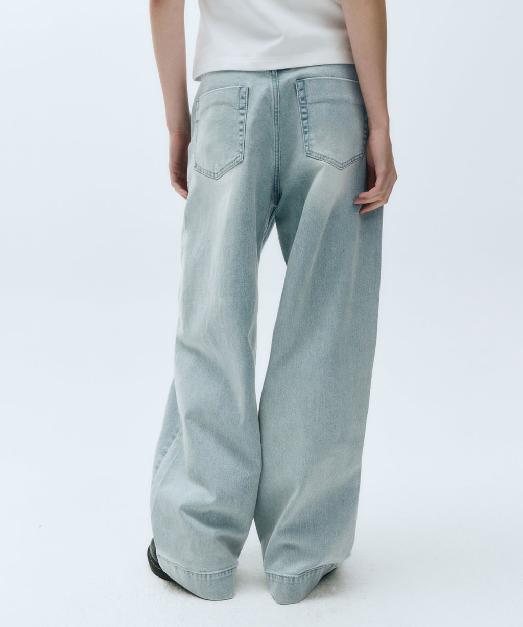 Marithe & Francois Girbaud - Low-waist Tuck Wide Denim Pants (Light Blue) product image 8 | TRAB K-Fashion Australia