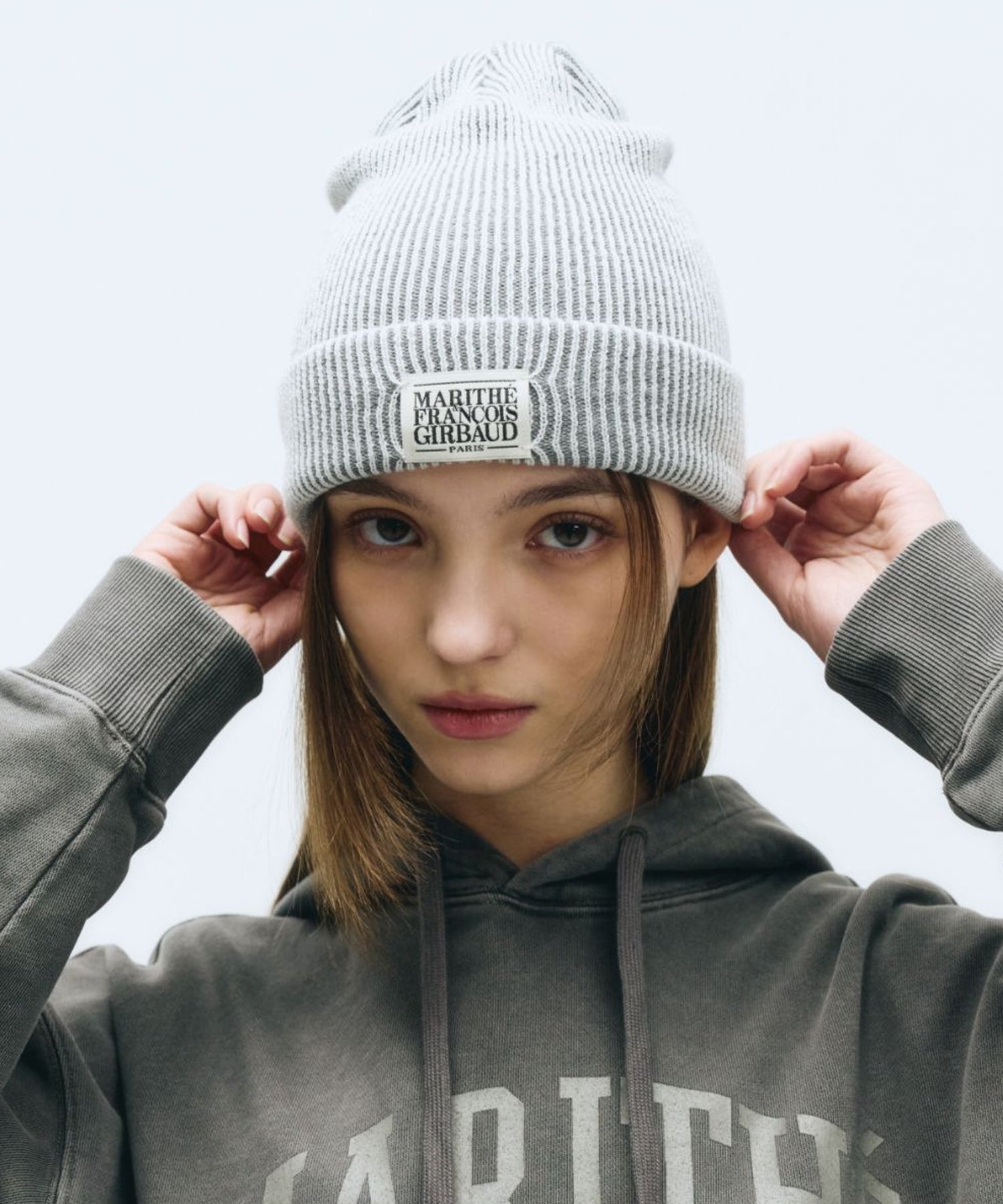 Marithe & Francois Girbaud - Classic Logo Beanie (Ivory) product image 4 | TRAB K-Fashion Australia