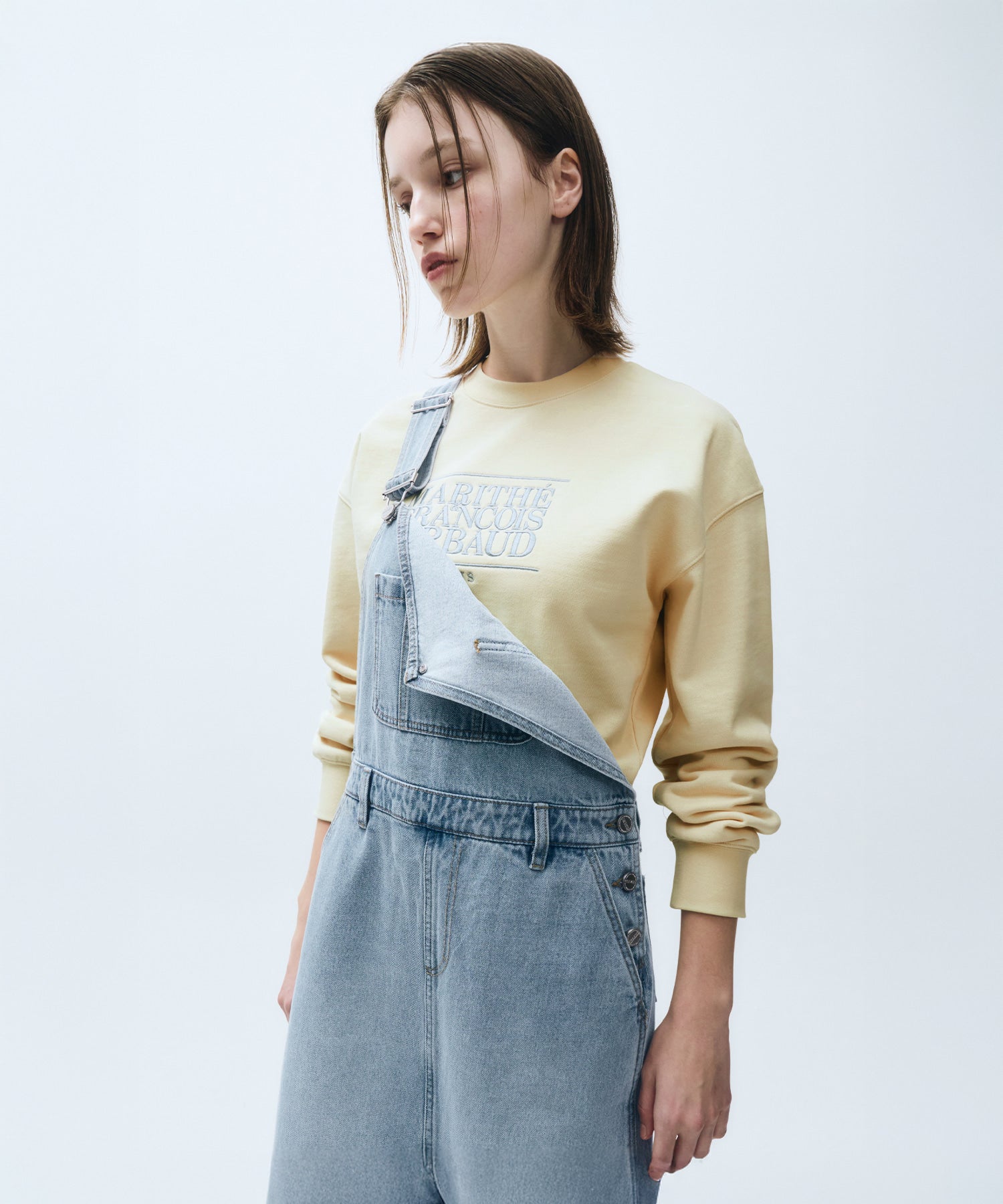 Marithe & Francois Girbaud - Classic Logo Crop Sweatshirt (Cream) product image 1 | TRAB K-Fashion Australia