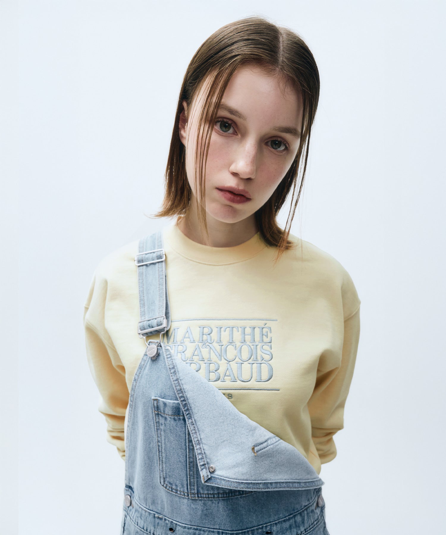 Marithe & Francois Girbaud - Classic Logo Crop Sweatshirt (Cream) product image 2 | TRAB K-Fashion Australia
