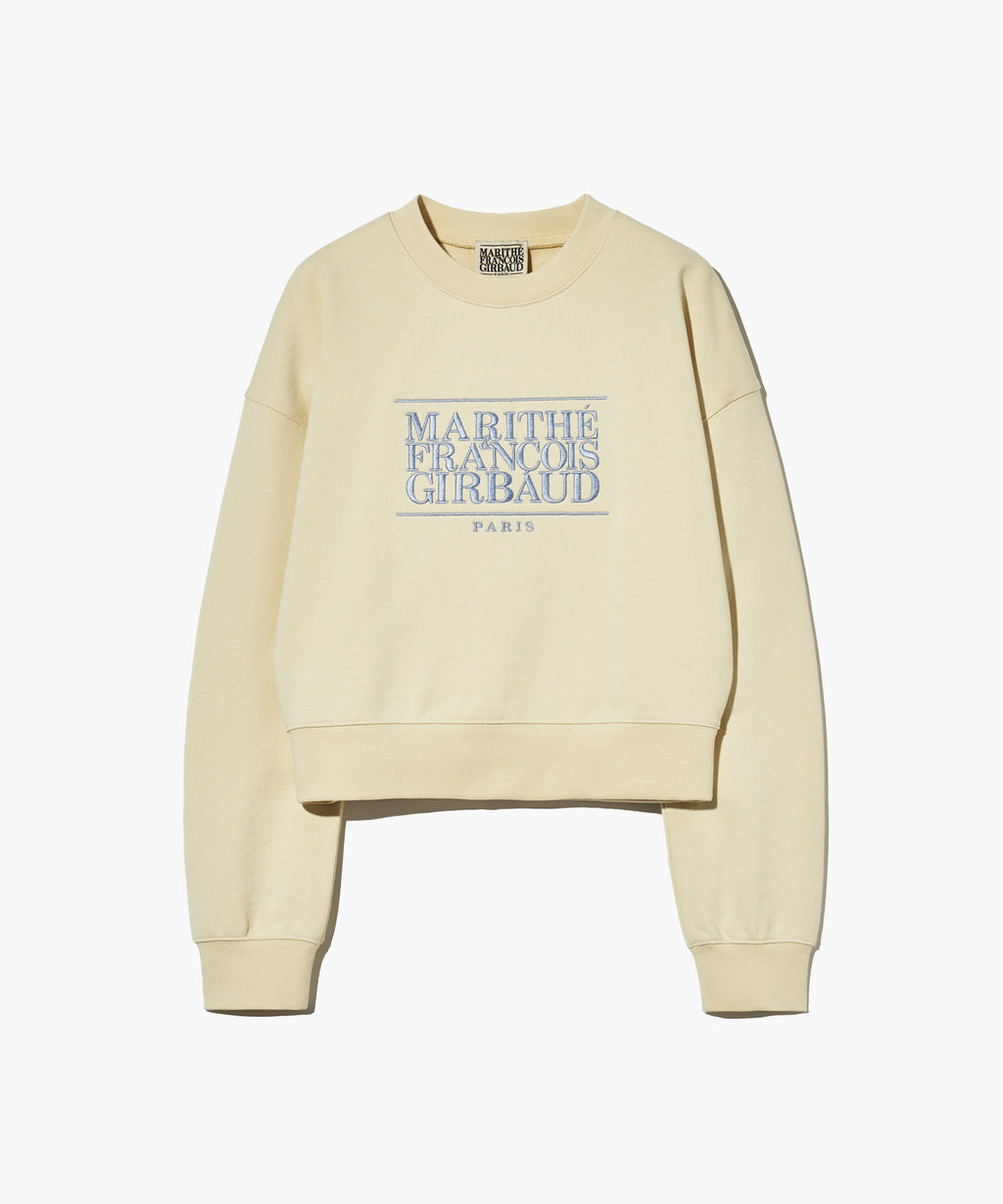 Marithe & Francois Girbaud - Classic Logo Crop Sweatshirt (Cream) product image 7 | TRAB K-Fashion Australia