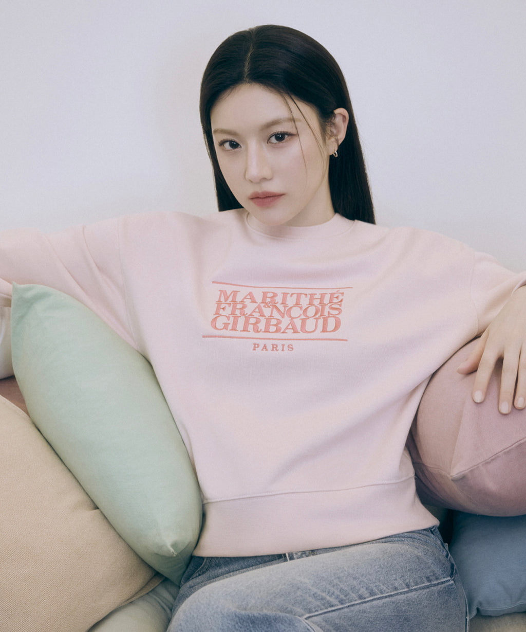 Marithe & Francois Girbaud - Classic Logo Crop Sweatshirt (Light Pink) product image 1 | TRAB K-Fashion Australia
