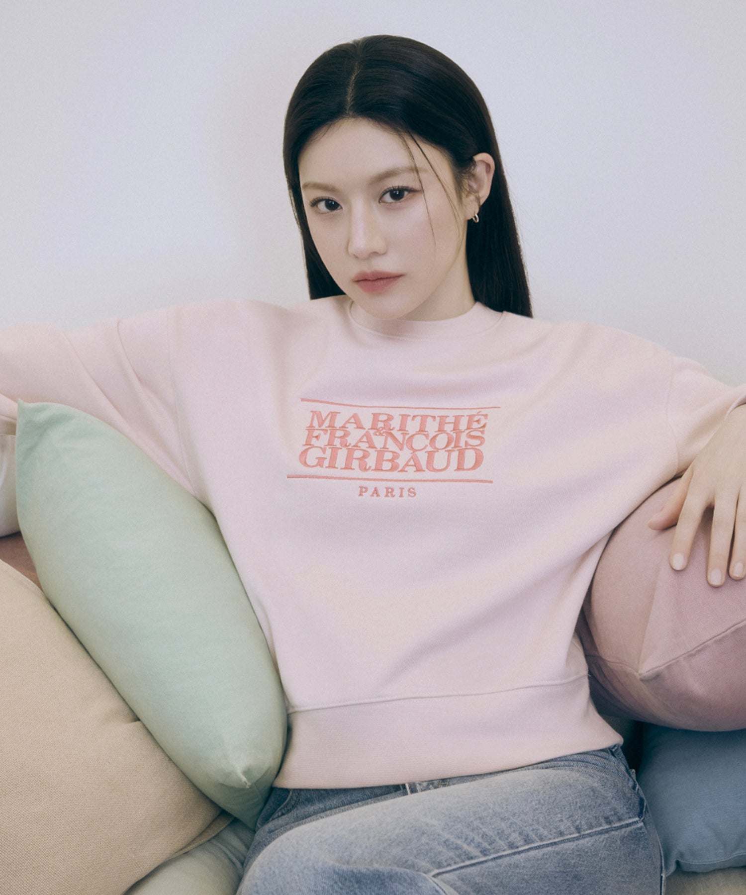 Marithe & Francois Girbaud - Classic Logo Crop Sweatshirt (Light Pink) product image 1 | TRAB K-Fashion Australia