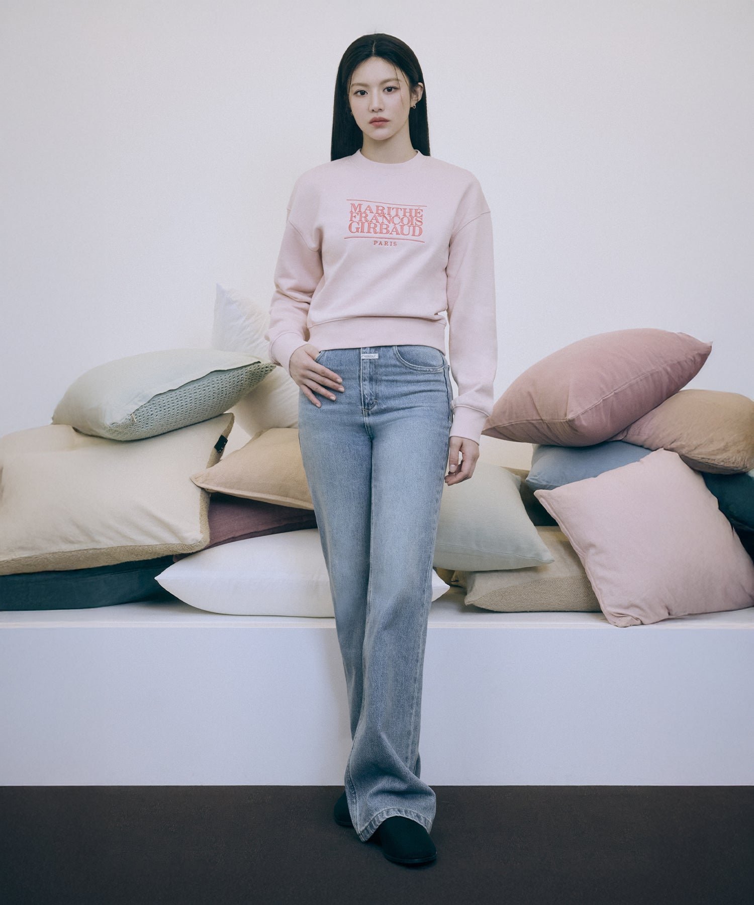 Marithe & Francois Girbaud - Classic Logo Crop Sweatshirt (Light Pink) product image 3 | TRAB K-Fashion Australia