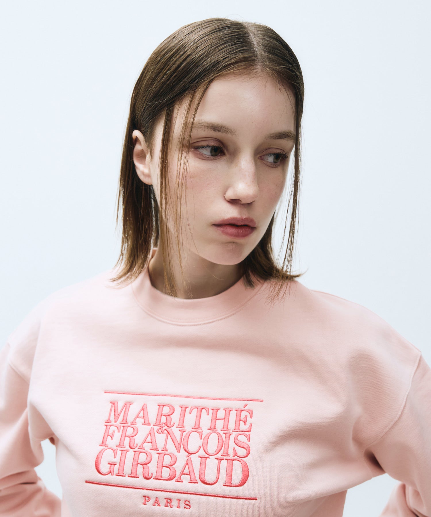 MARITHÉ FRANÇOIS GIRBAUD クロップドスウェット ピンク MARITHE + FRANCOIS GIRBAUD（マリテフランソワジルボー） トレーナー