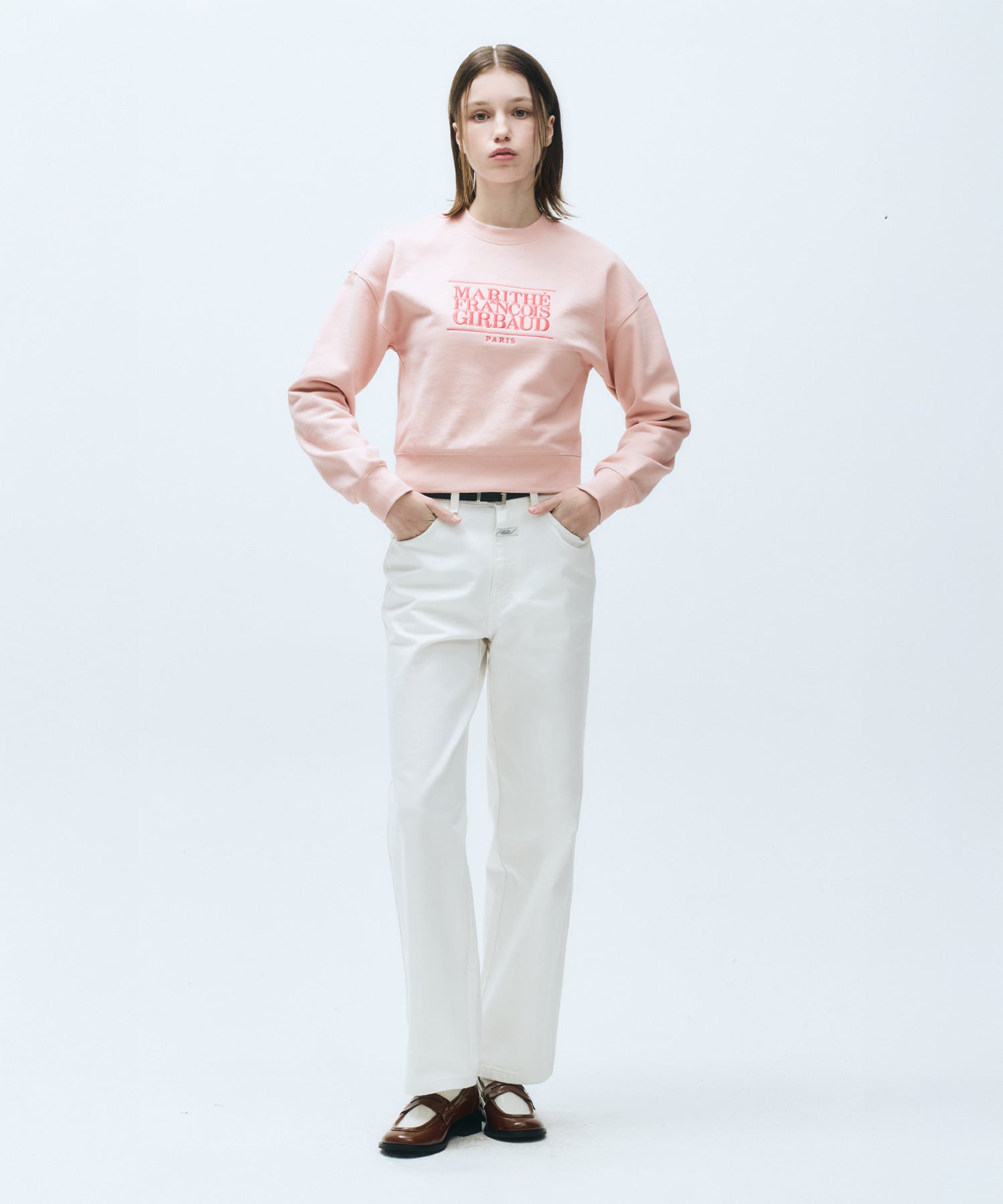 Marithe & Francois Girbaud - Classic Logo Crop Sweatshirt (Light Pink) product image 6 | TRAB K-Fashion Australia