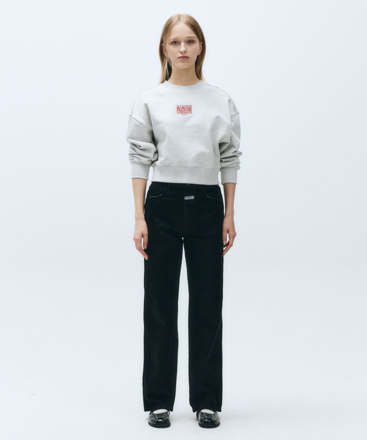 Marithe & Francois Girbaud - Small Classic Logo Crop Sweatshirt (Light Heather Gray) product image 4 | TRAB K-Fashion Australia