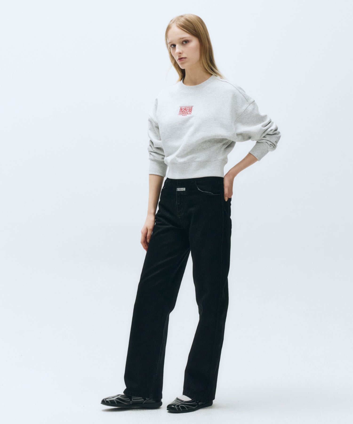 Marithe & Francois Girbaud - Small Classic Logo Crop Sweatshirt (Light Heather Gray) product image 6 | TRAB K-Fashion Australia