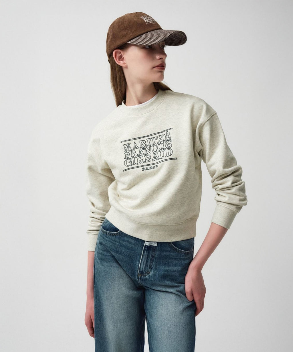 Marithe & Francois Girbaud - Doodle Classic Logo Crop Sweatshirt (Oatmeal) product image 2 | TRAB K-Fashion Australia