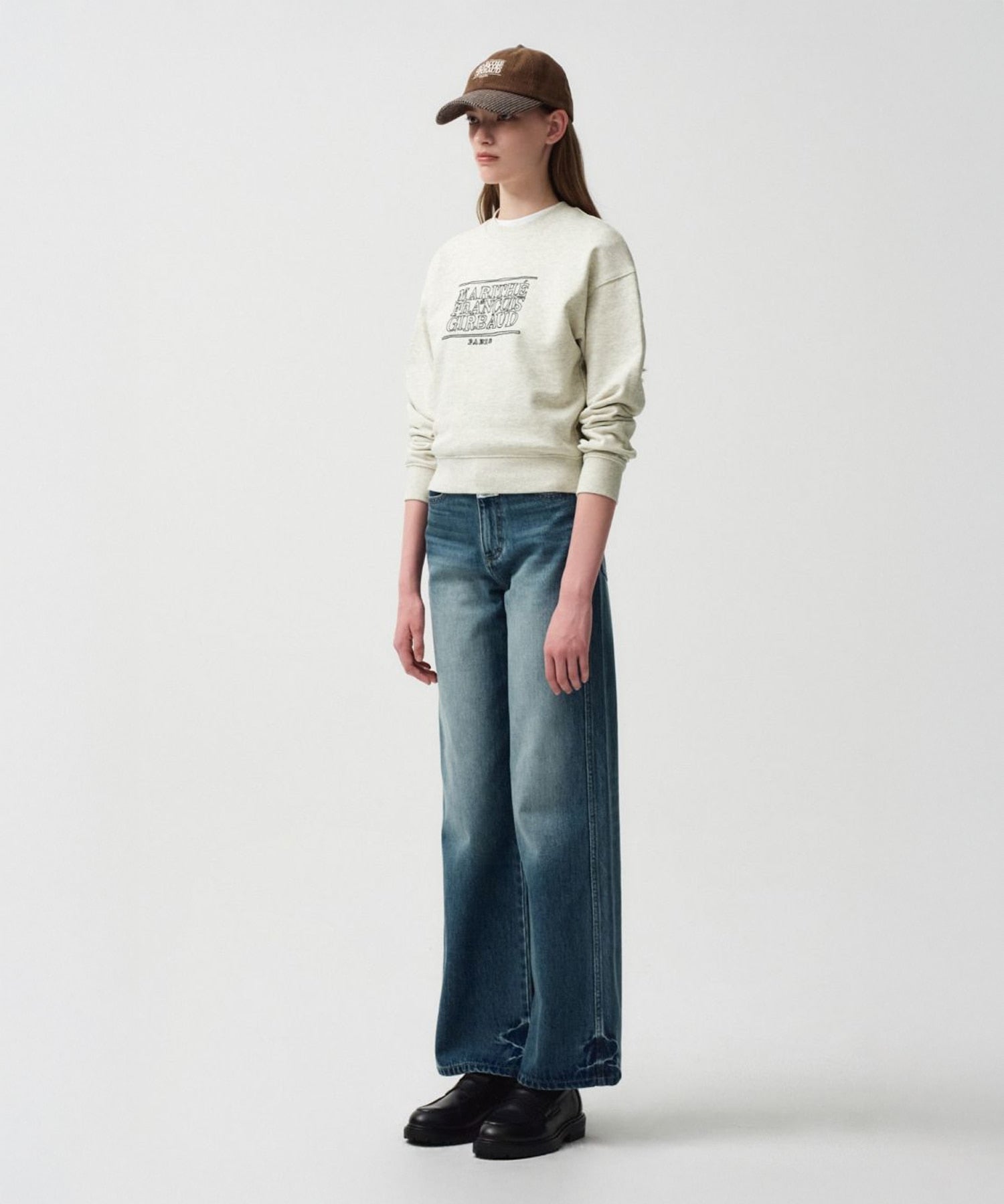Marithe & Francois Girbaud - Doodle Classic Logo Crop Sweatshirt (Oatmeal) product image 4 | TRAB K-Fashion Australia