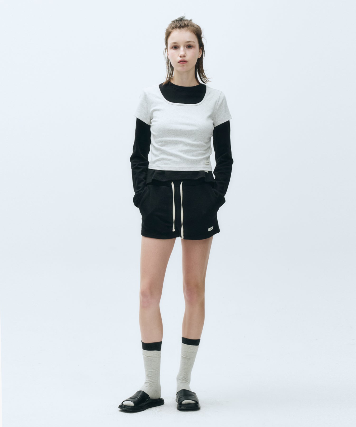 Marithe & Francois Girbaud - Basic Crop Tee (Light Heather Gray) product image 3 | TRAB K-Fashion Australia