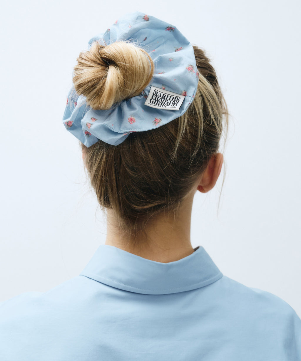 Marithe & Francois Girbaud - Classic Logo Flower Hair Scrunchie (Light Blue) product image 4 | TRAB K-Fashion Australia
