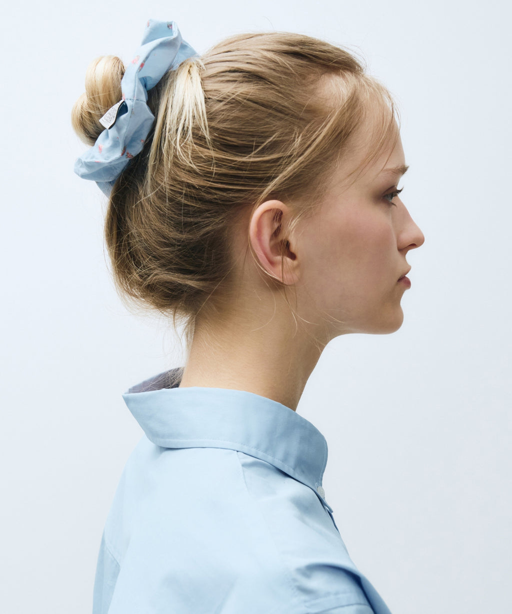 Marithe & Francois Girbaud - Classic Logo Flower Hair Scrunchie (Light Blue) product image 5 | TRAB K-Fashion Australia