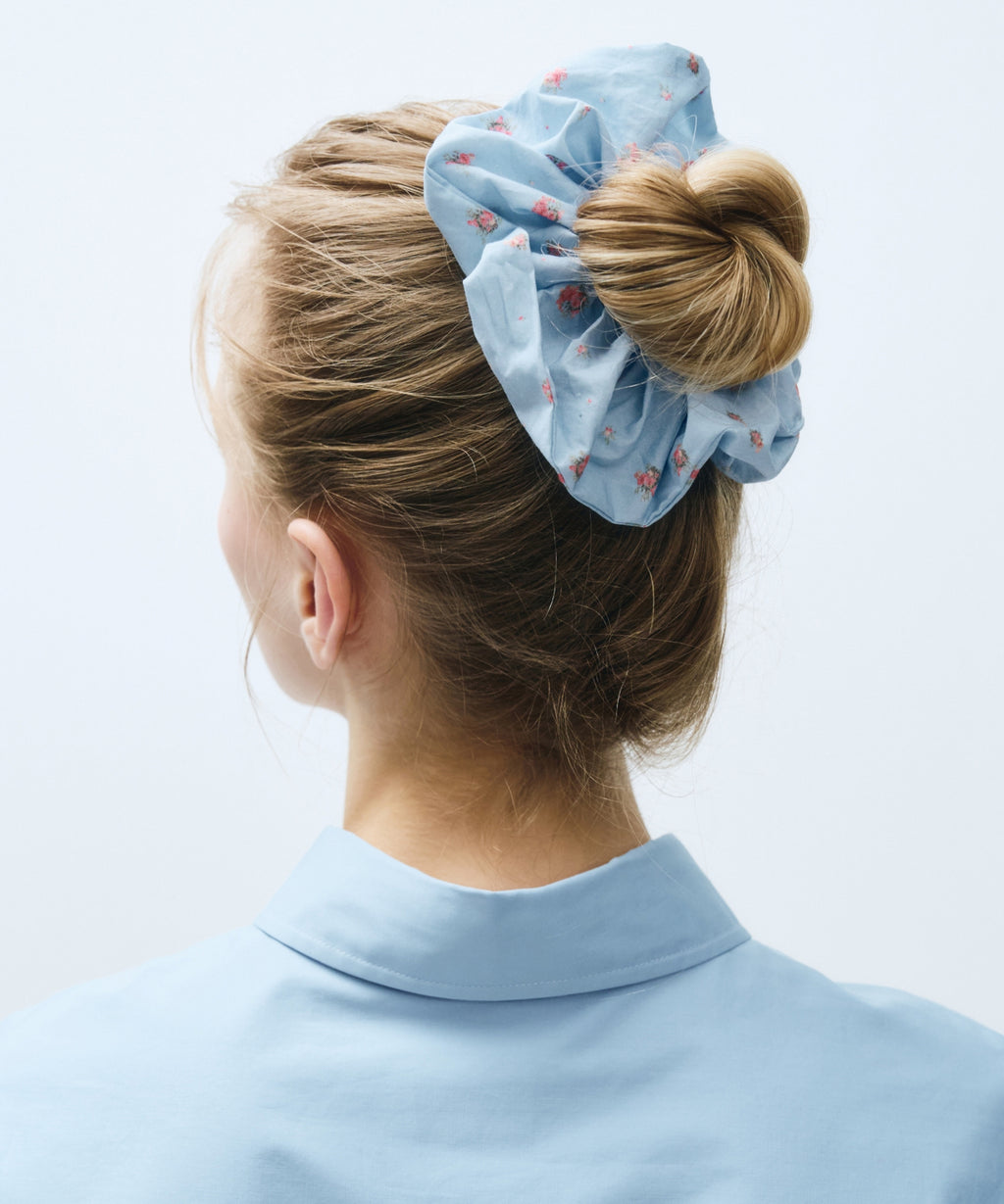 Marithe & Francois Girbaud - Classic Logo Flower Hair Scrunchie (Light Blue) product image 6 | TRAB K-Fashion Australia