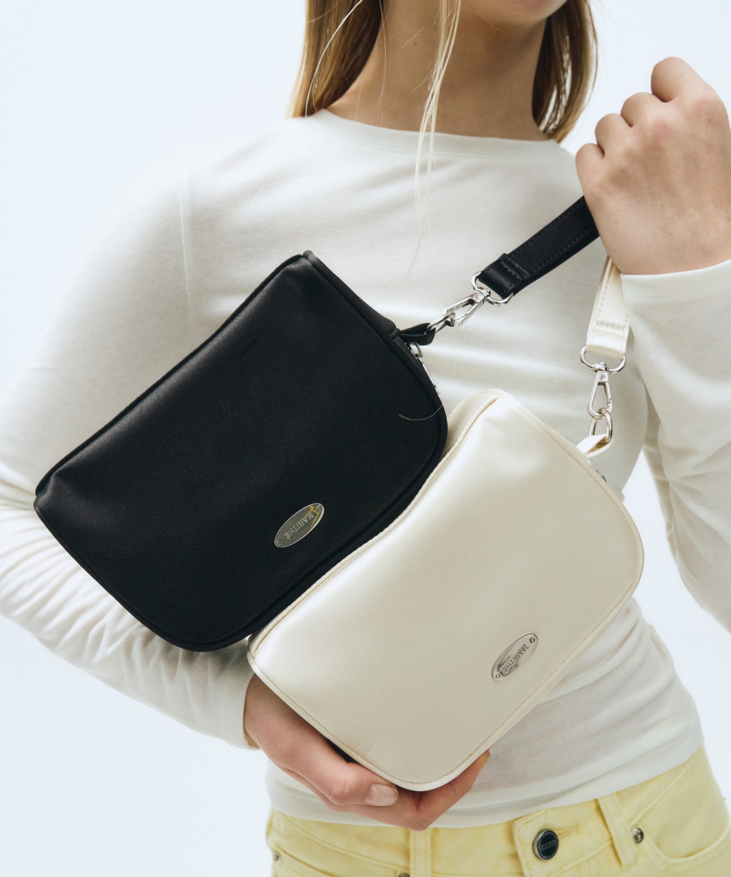 Marithe & Francois Girbaud - Regular Logo Satin Pouch (Cream) product image 8 | TRAB K-Fashion Australia