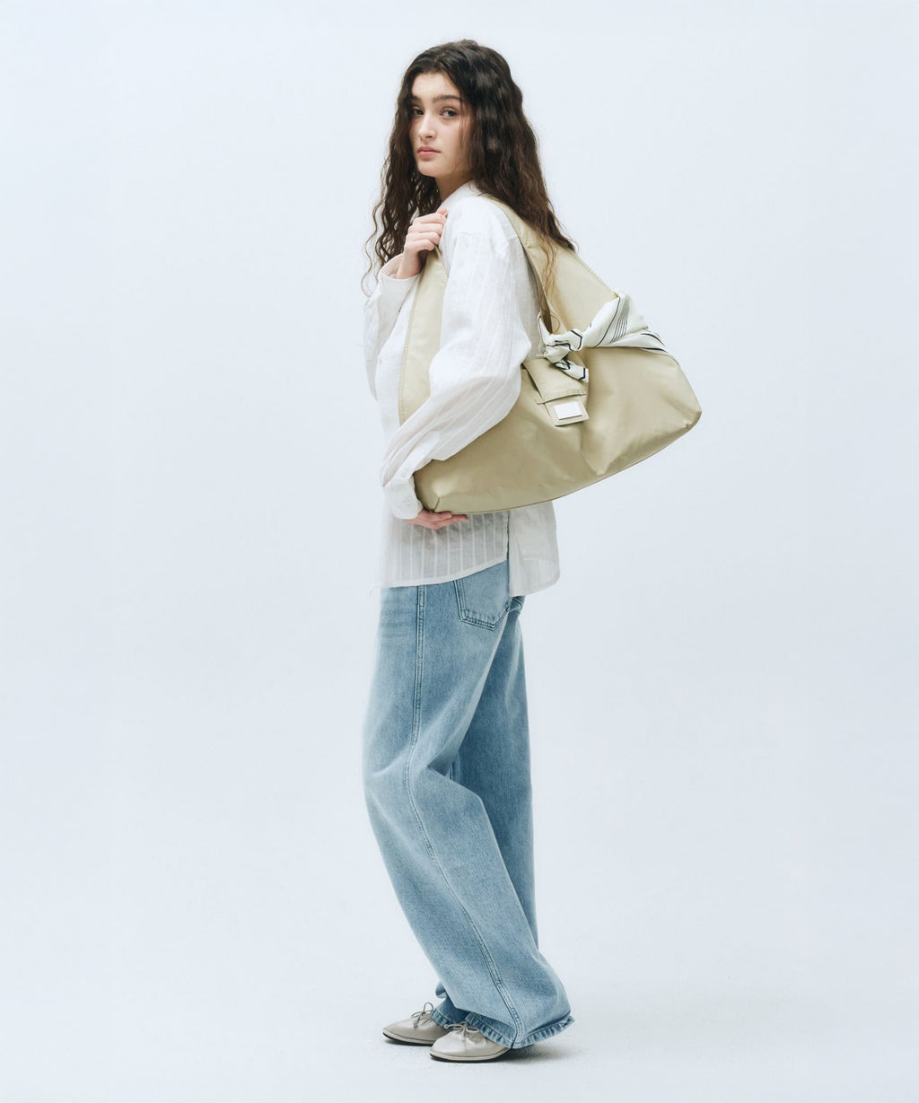Marithe & Francois Girbaud - Classic Logo Buckle Big Shoulder Bag (Beige) product image 6 | TRAB K-Fashion Australia