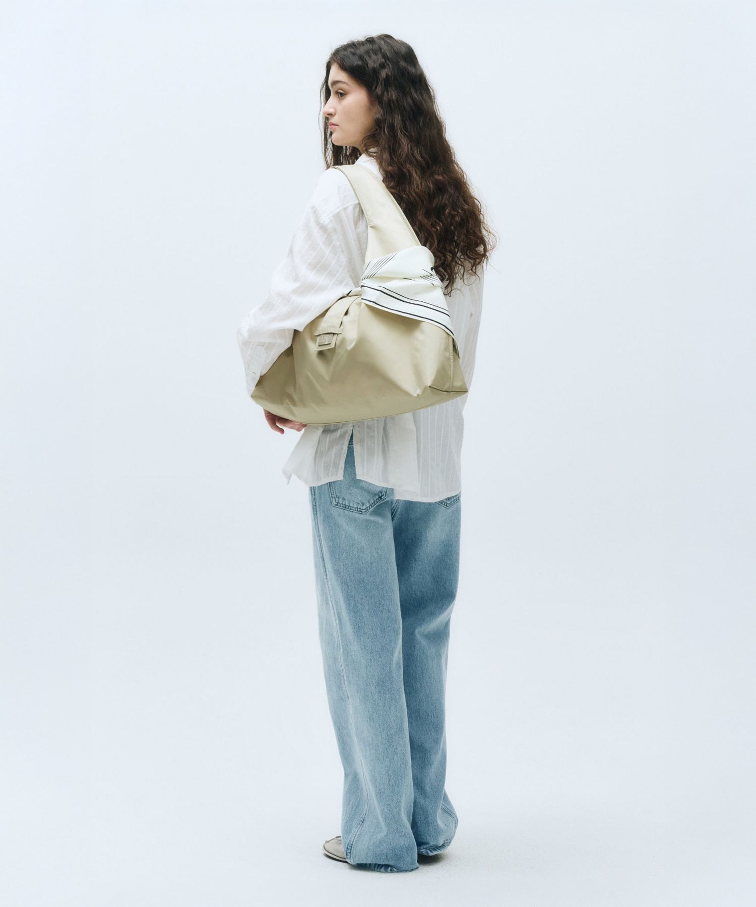 Marithe & Francois Girbaud - Classic Logo Buckle Big Shoulder Bag (Beige) product image 7 | TRAB K-Fashion Australia