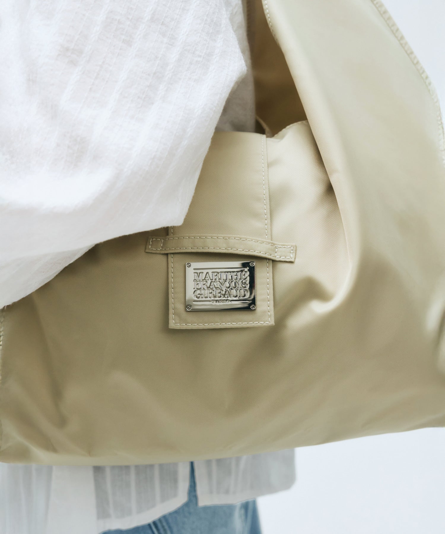 Marithe & Francois Girbaud - Classic Logo Buckle Big Shoulder Bag (Beige) product image 9 | TRAB K-Fashion Australia