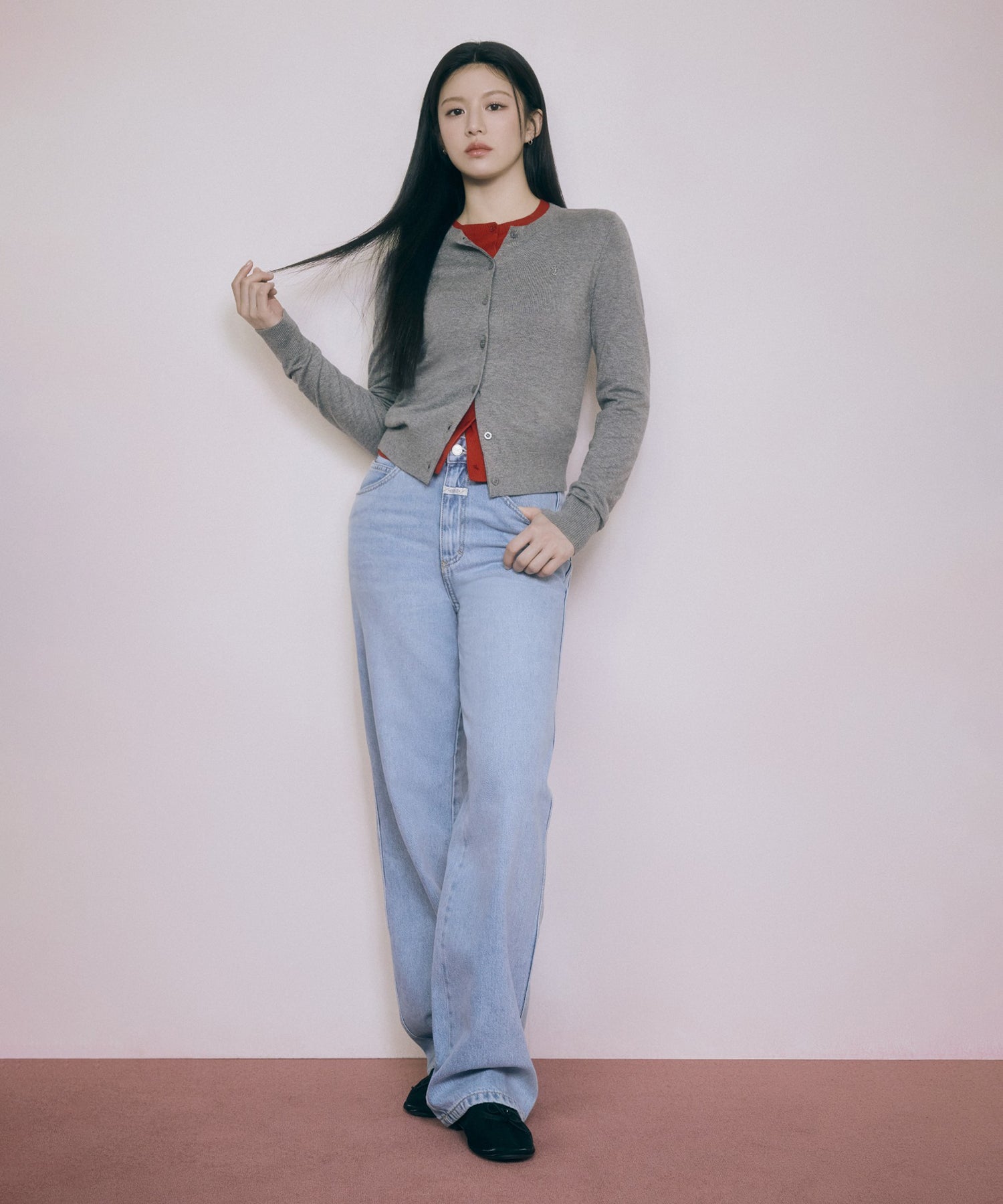 Marithe & Francois Girbaud - Round Neck Cardigan (Gray) product image 3 | TRAB K-Fashion Australia