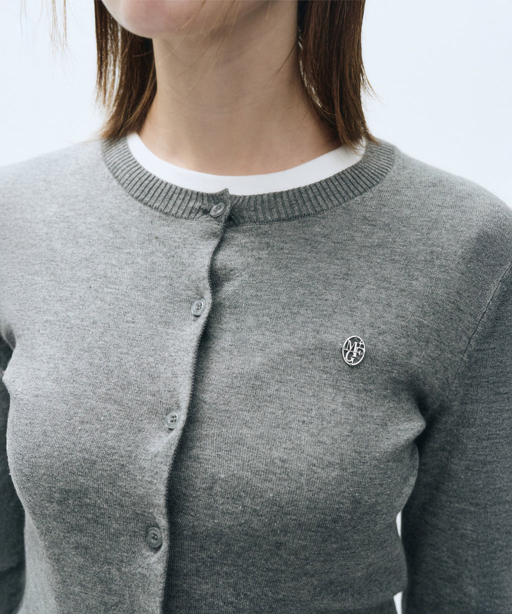 Marithe & Francois Girbaud - Round Neck Cardigan (Gray) product image 8 | TRAB K-Fashion Australia