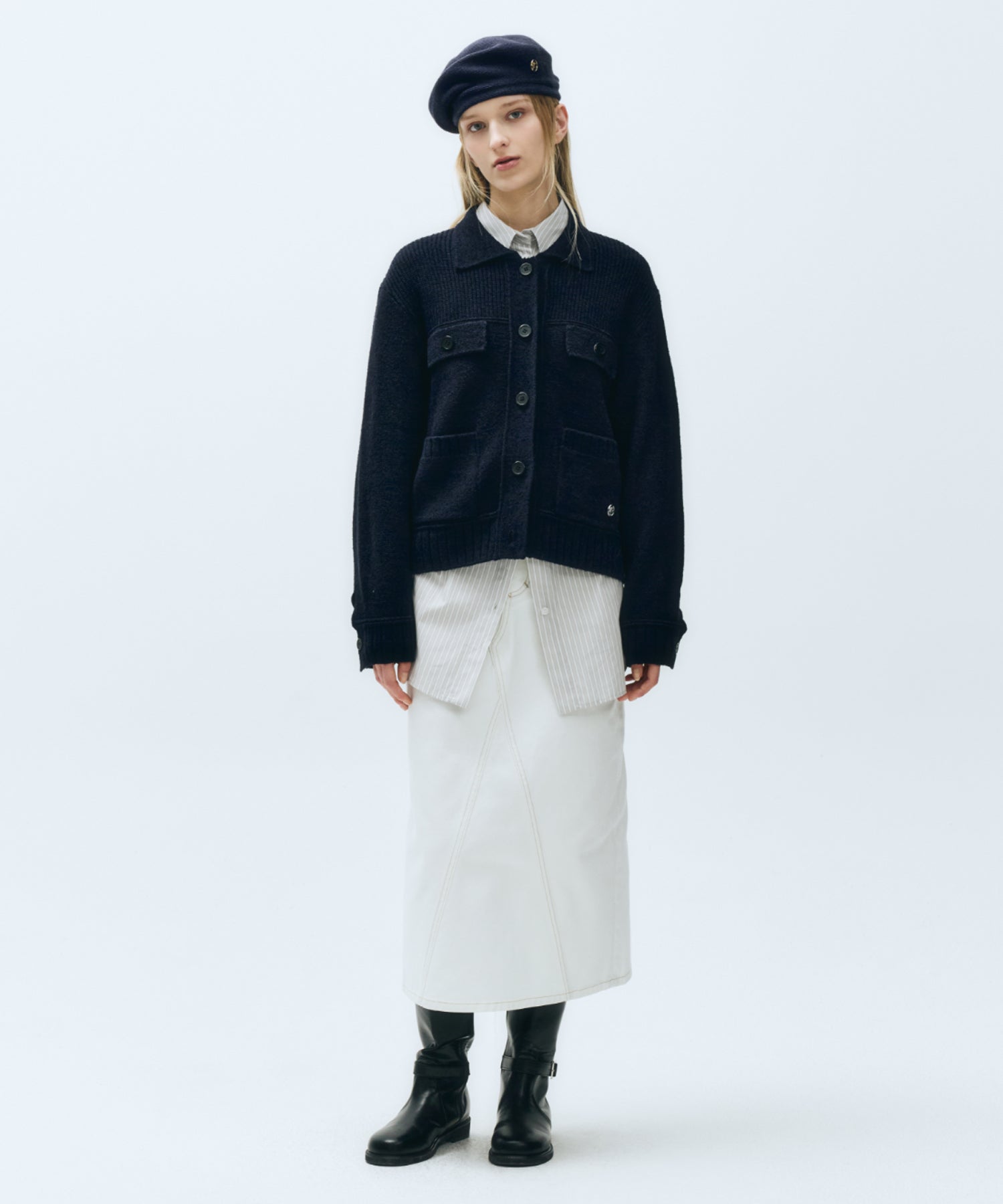 Marithe & Francois Girbaud - Button Collar Cardigan (Navy) product image 4 | TRAB K-Fashion Australia