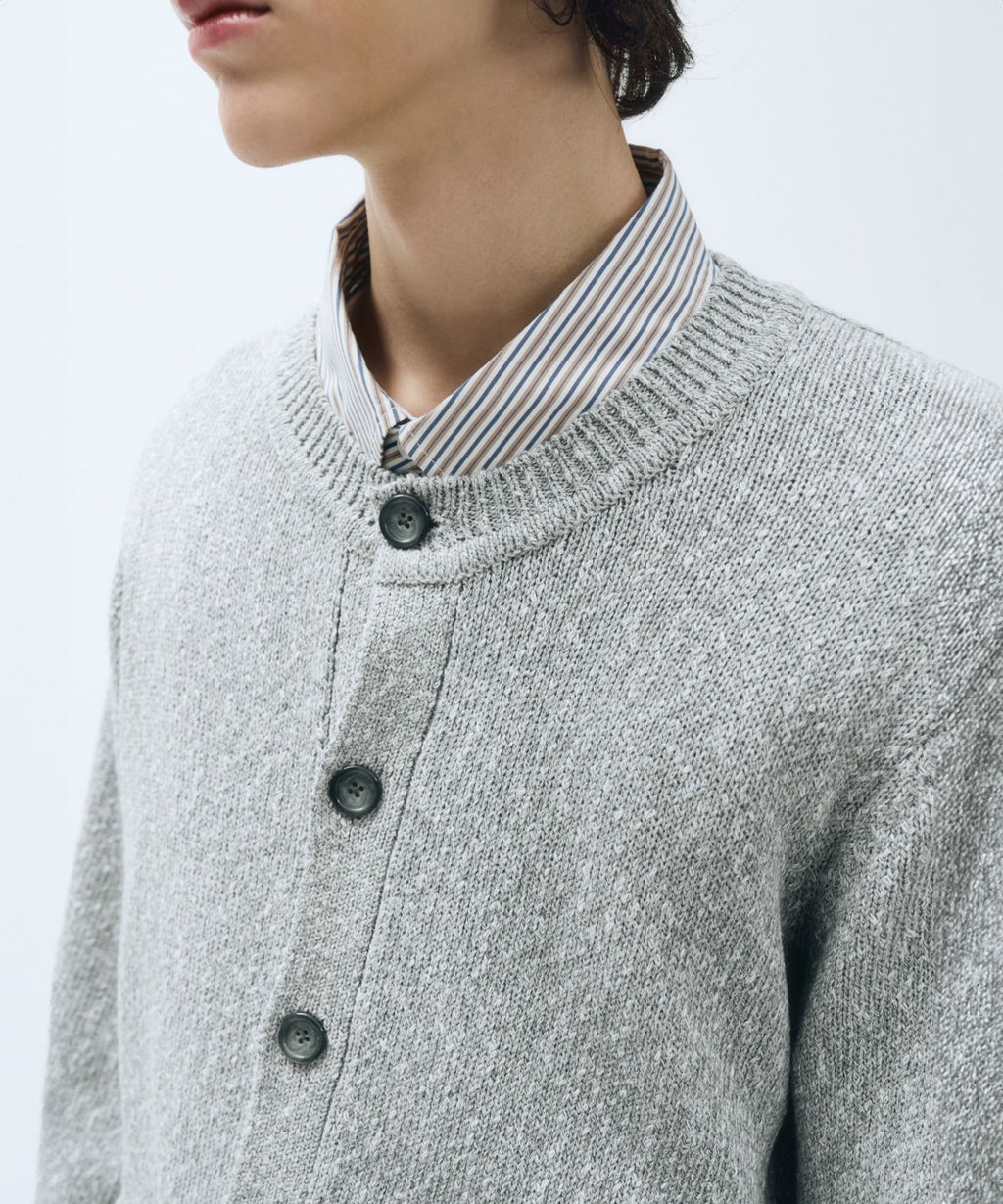 Marithe & Francois Girbaud - Crew Neck Cardigan (Light Gray) product image 5 | TRAB K-Fashion Australia