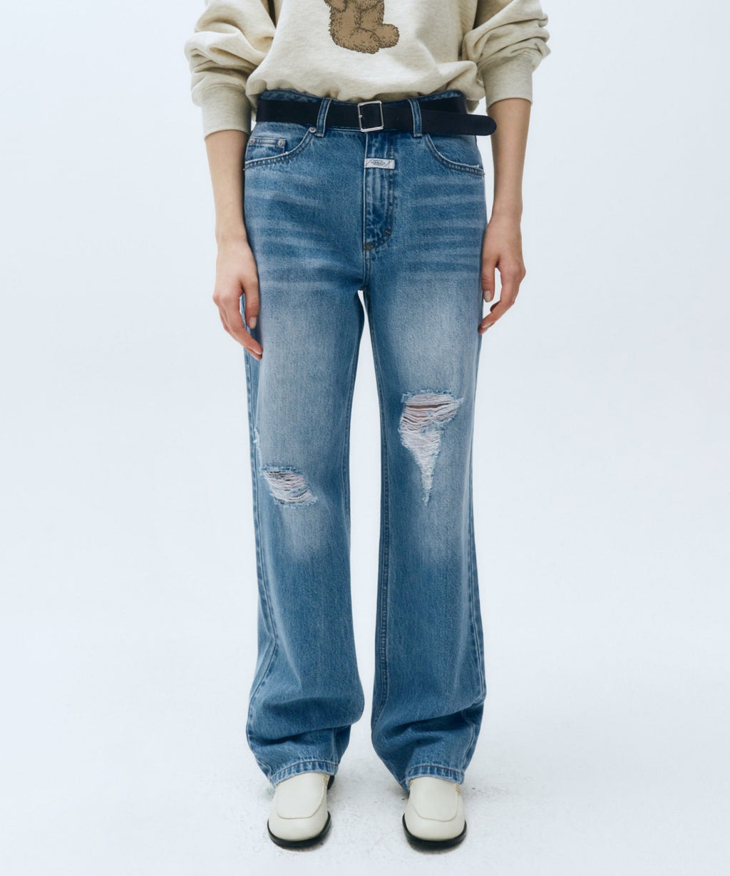 Marithe & Francois Girbaud - Damaged Washed Denim Pants (Blue) product image 5 | TRAB K-Fashion Australia