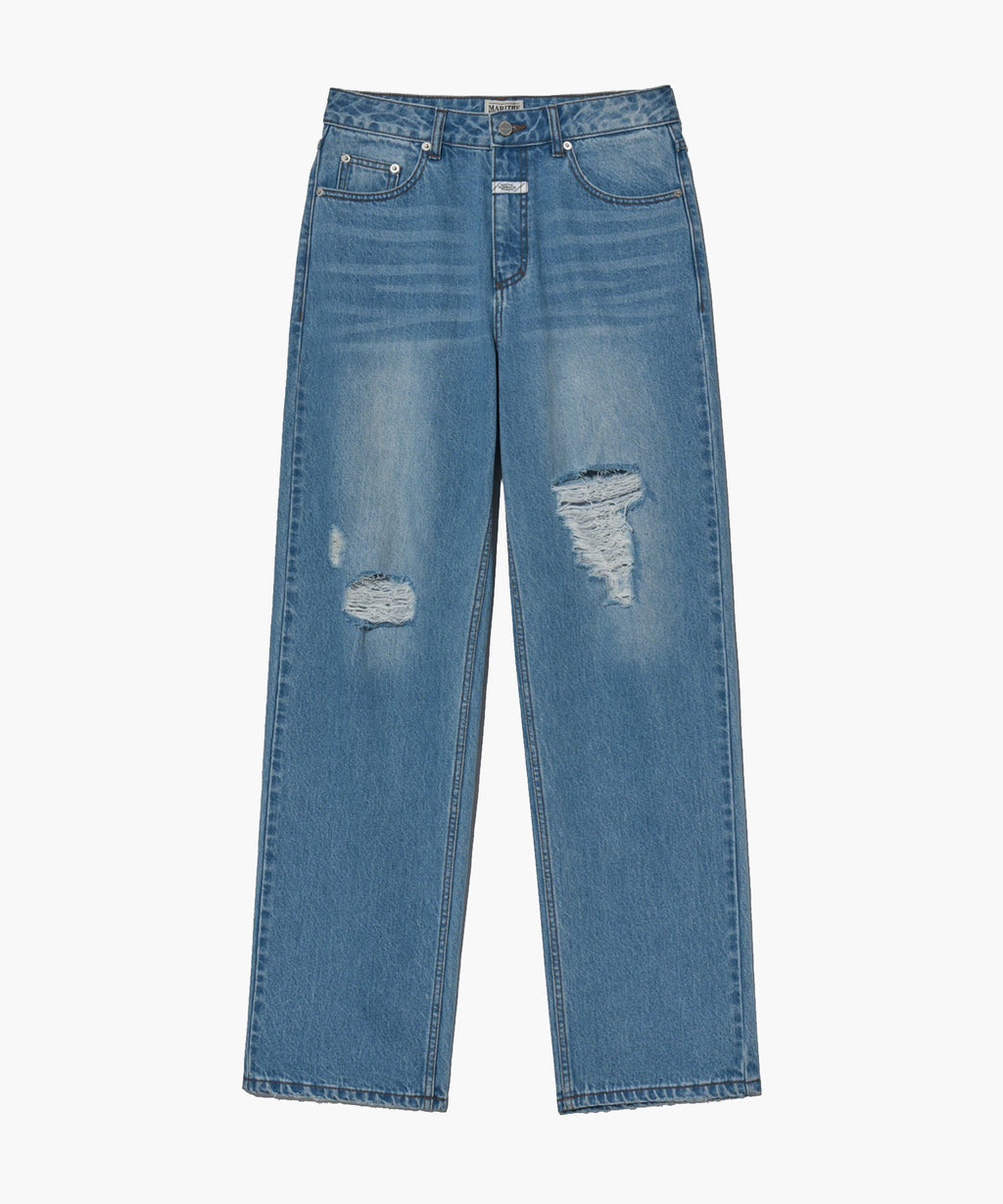 Marithe & Francois Girbaud - Damaged Washed Denim Pants (Blue) product image 7 | TRAB K-Fashion Australia