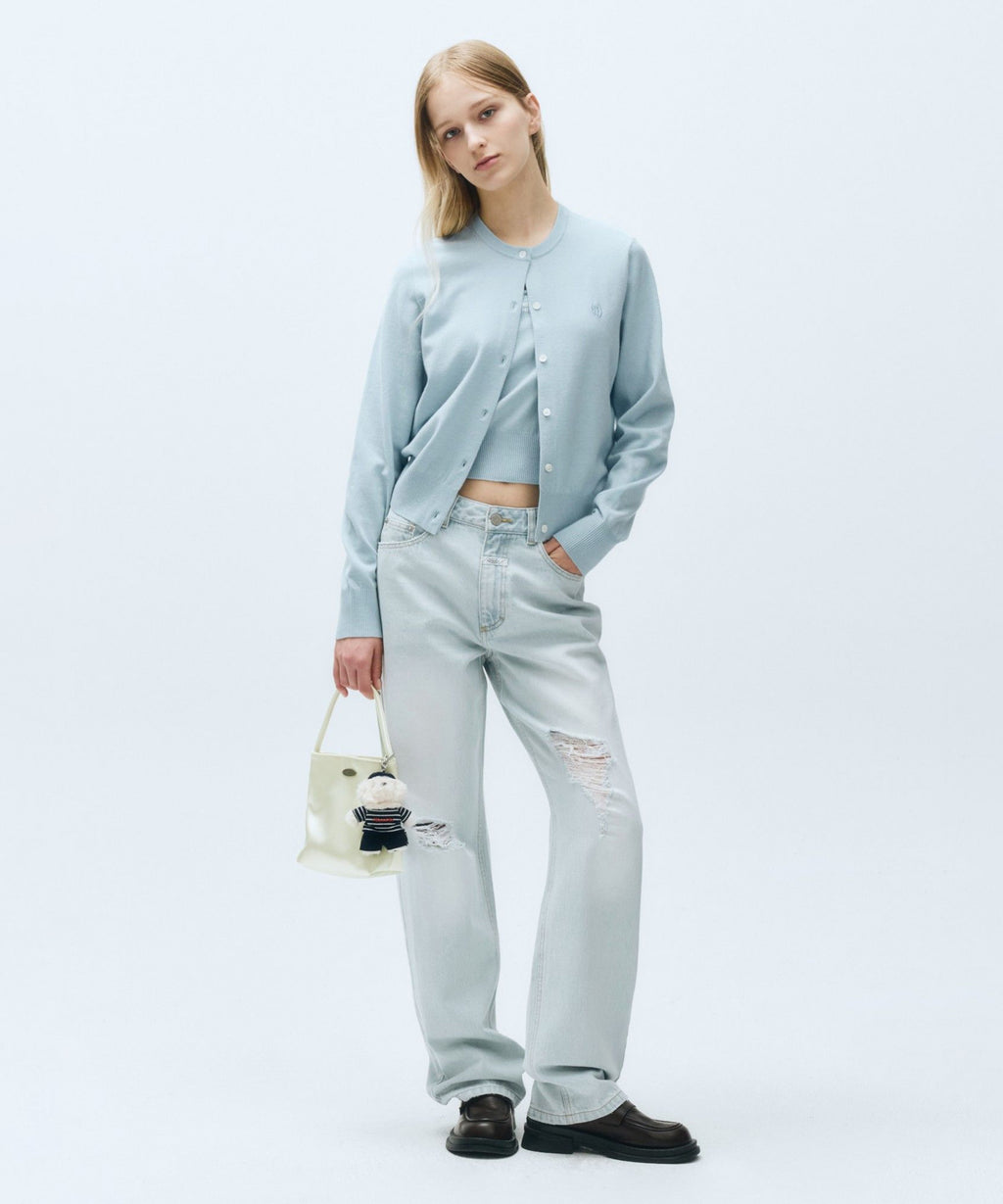 Marithe & Francois Girbaud - Damaged Washed Denim Pants (Light Blue) product image 3 | TRAB K-Fashion Australia